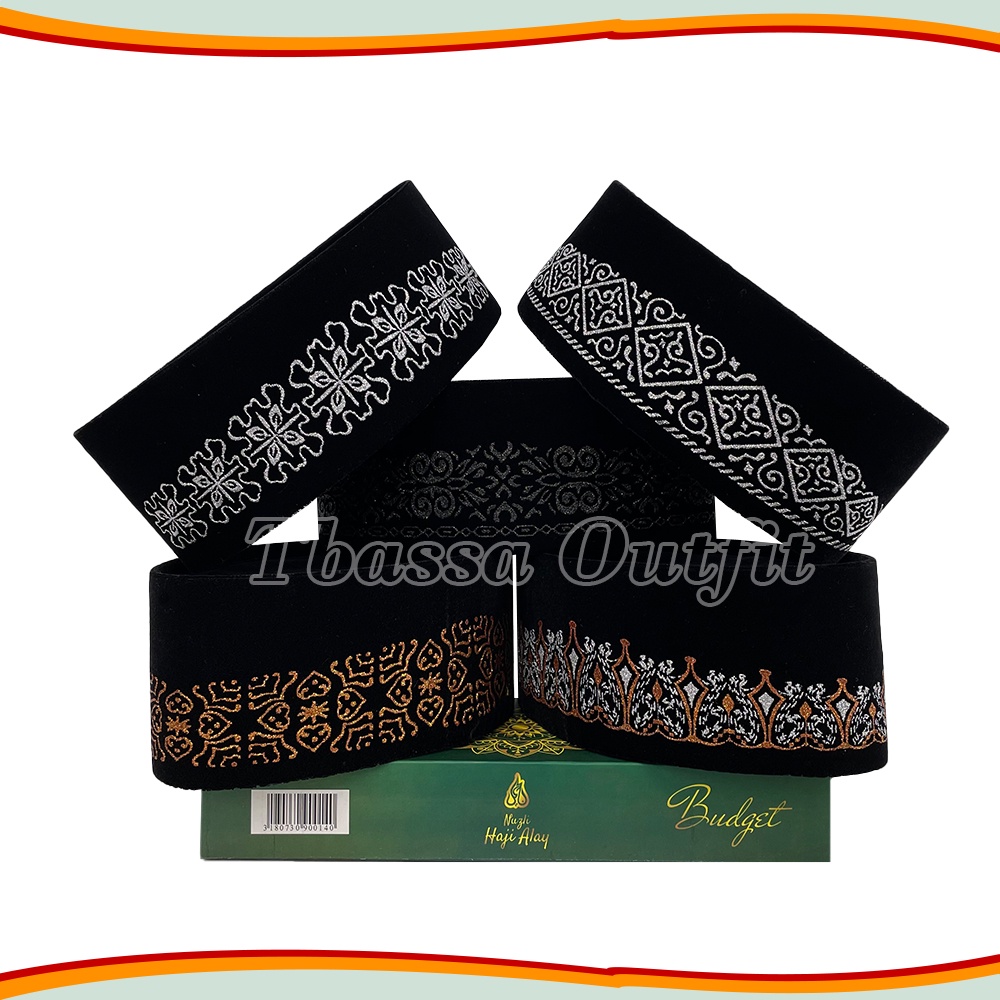 Songkok HAJI ALAY GRAFER Sablon AC Tinggi 9 Cm Peci Sholat Hitam Motif Full Bordir Kopiah Shalat Bel