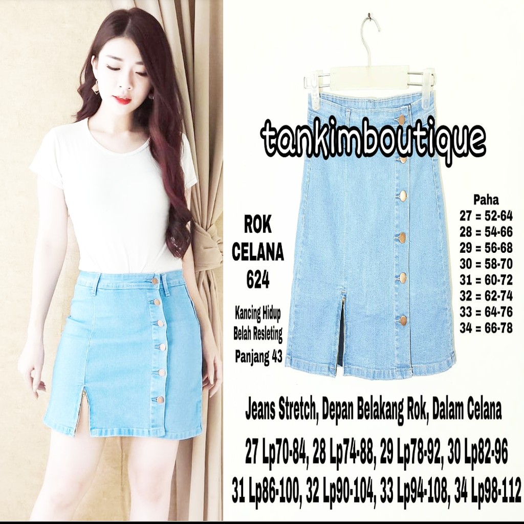  ROK  CELANA  KANCING SPAN PENDEK  JEANS STRETCH 624 Shopee  