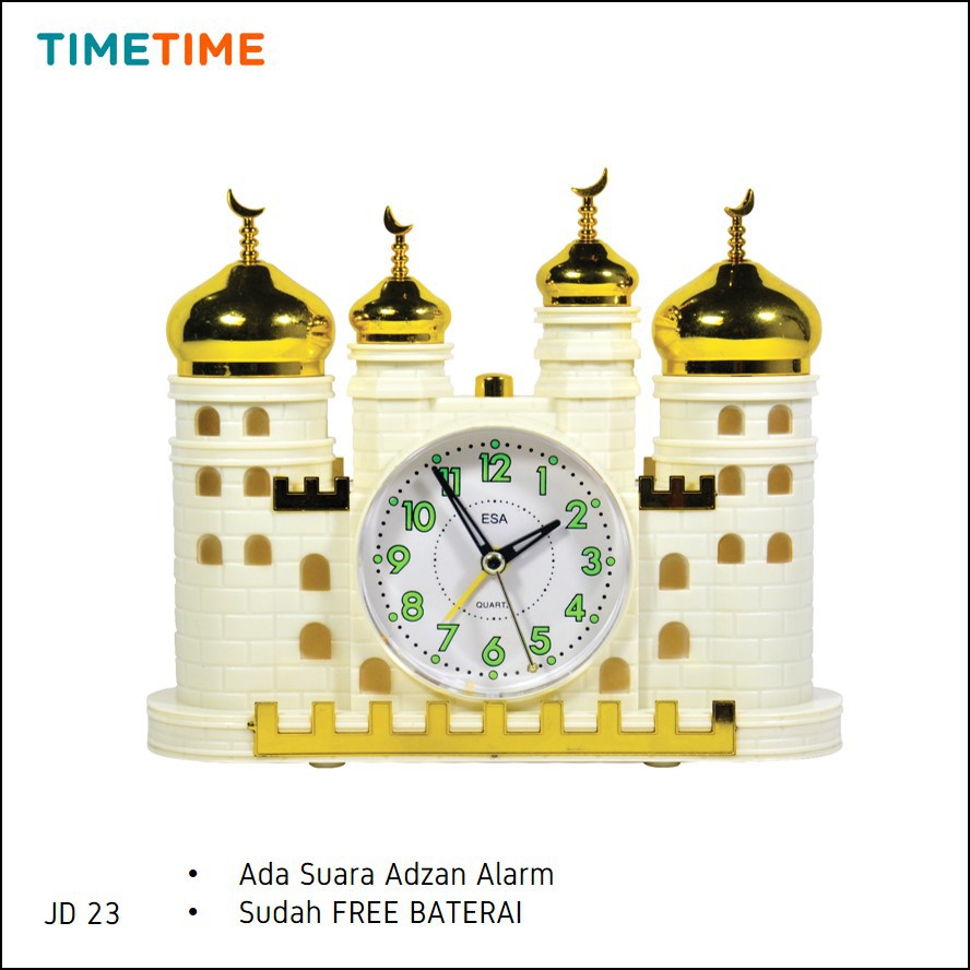 Jam Meja Suara Adzan Bentuk Masjid Free Baterai JD23