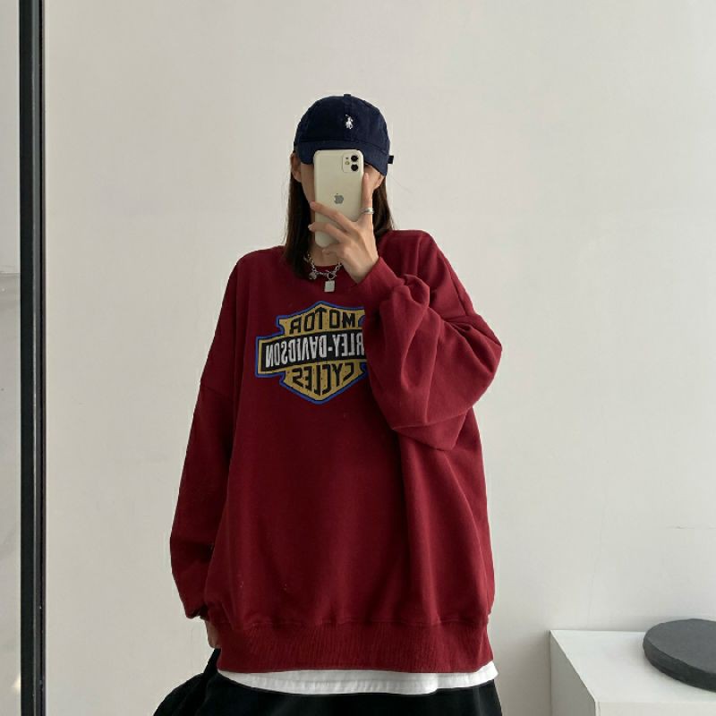 S - XXXXXL(6XL) Sweater HARLEY DAVIDSON BIGSIZE OVERSIZE Crewneck Fleece Jumbo Pria Wanita Jaket Sweater Loose Long Sleeve Harajuku 5XL 4XL 3XL 2XL XL L M