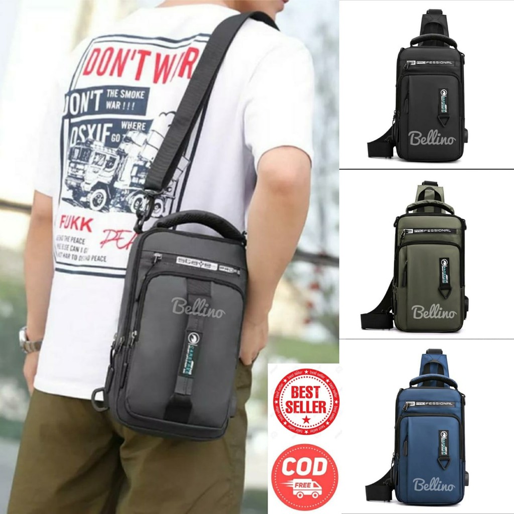 Tas Slempang Waist Bag Waterproof Haoshuai Pria Keren Anti Air Original Sling Bag Cowok Trendy