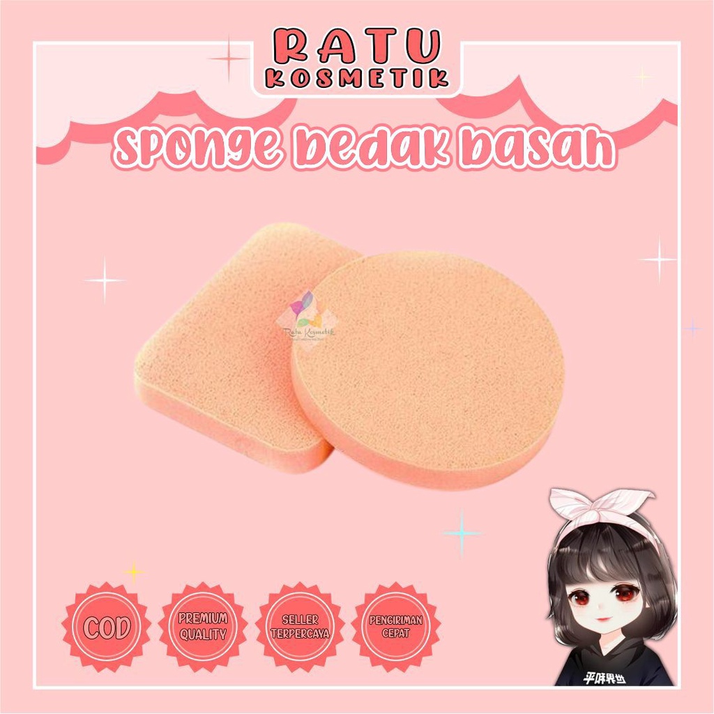 ❤ RATU ❤ Sponge Bedak Basah Bulat Kotak - SPON MAKE UP - Spons FOUNDATION