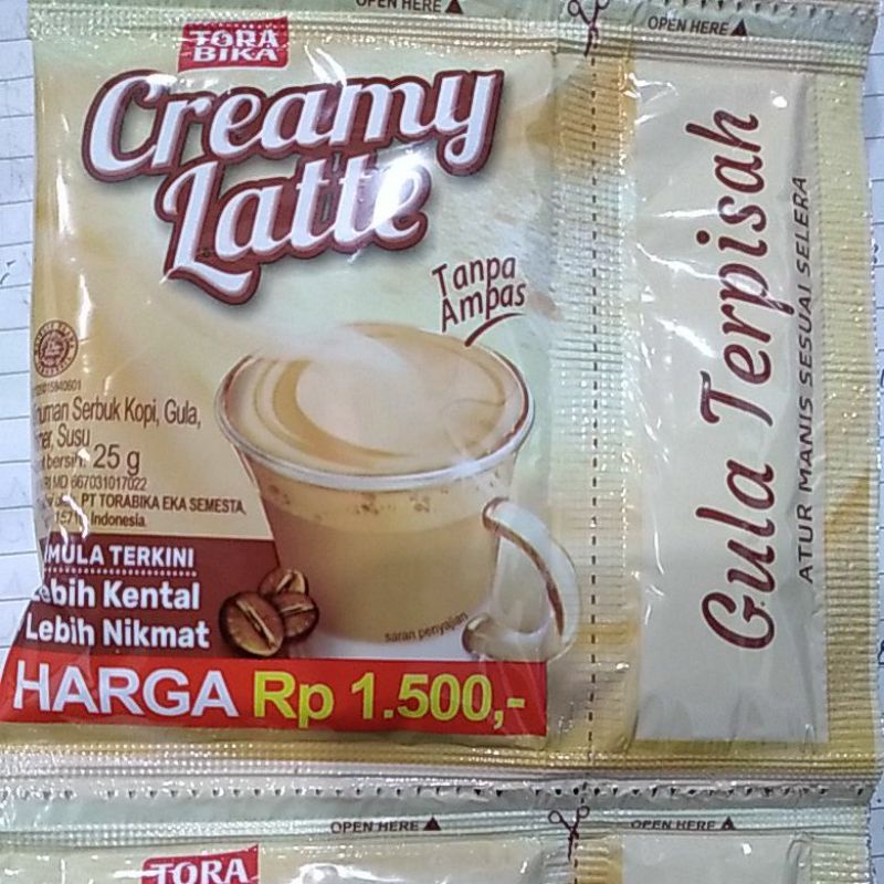 Kopi Tora bika Torabika Creamy Latte 10 sct x  25gr ( 1 Renceng )