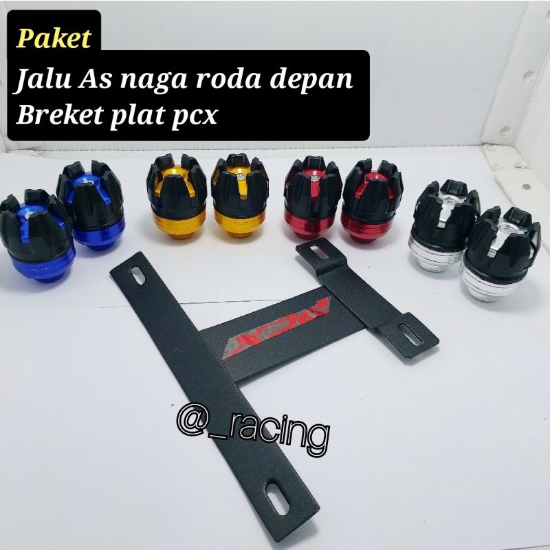 Paket breket dudukan plat pcx dan jalu as roda depan cnc