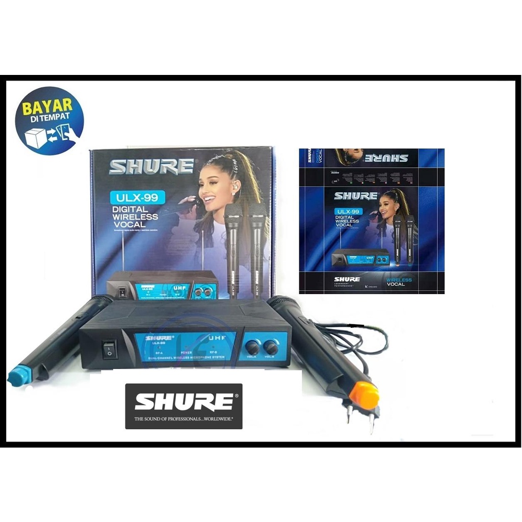 Shure Microphone Mic Wireles Double MIC UHF ULX - 99 Suara Mantap
