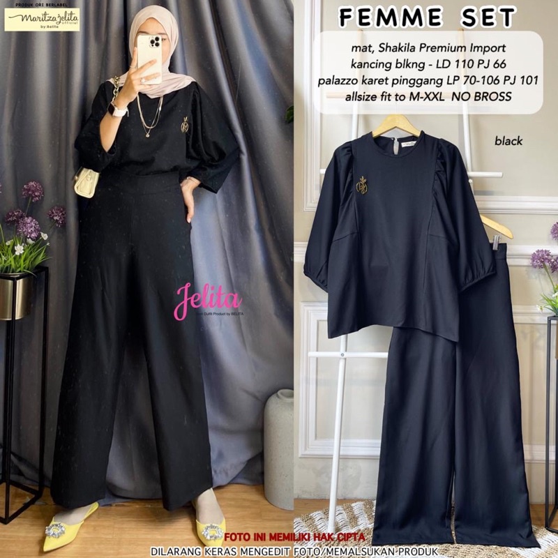 Baju Setelan Celana Bahan Shakila • FEMME SET ORI BY JELITA