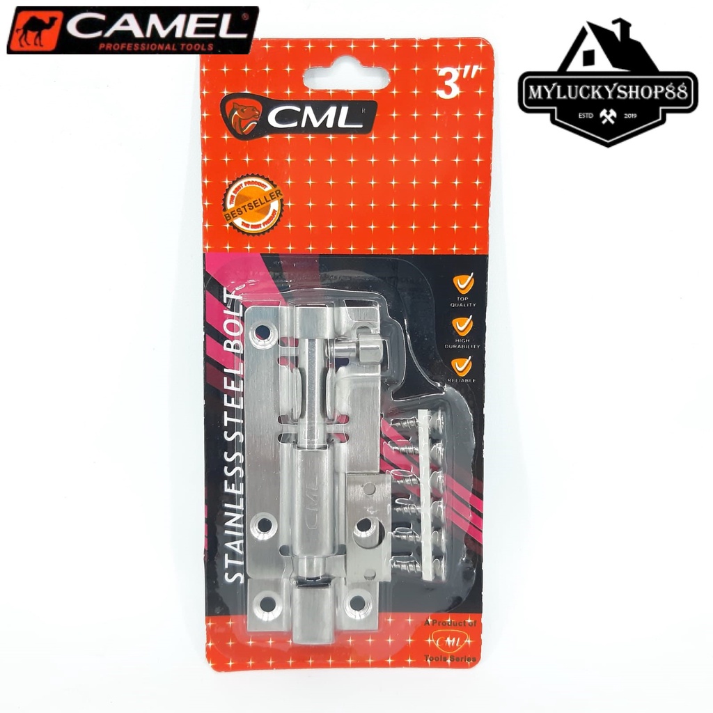 Kunci Grendel Stainless Tebal Camel Slot Pintu Jendela Selot 3 Inch