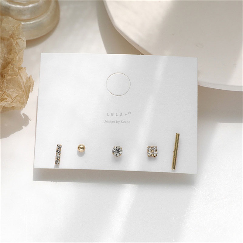 5pcs/1 SET Anting Tusuk Lima Potong Ukuran Kecil Gaya Elegan Aksesoris Fashion