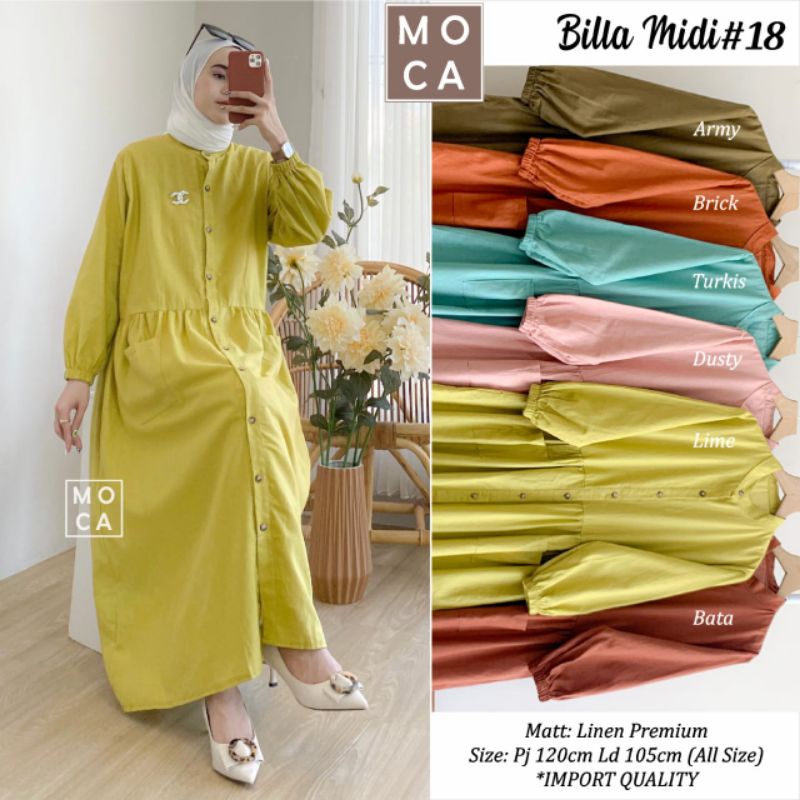 100% TERMURAH & ORI BILLA #20 MIDI DRESS WANITA BY MOCA