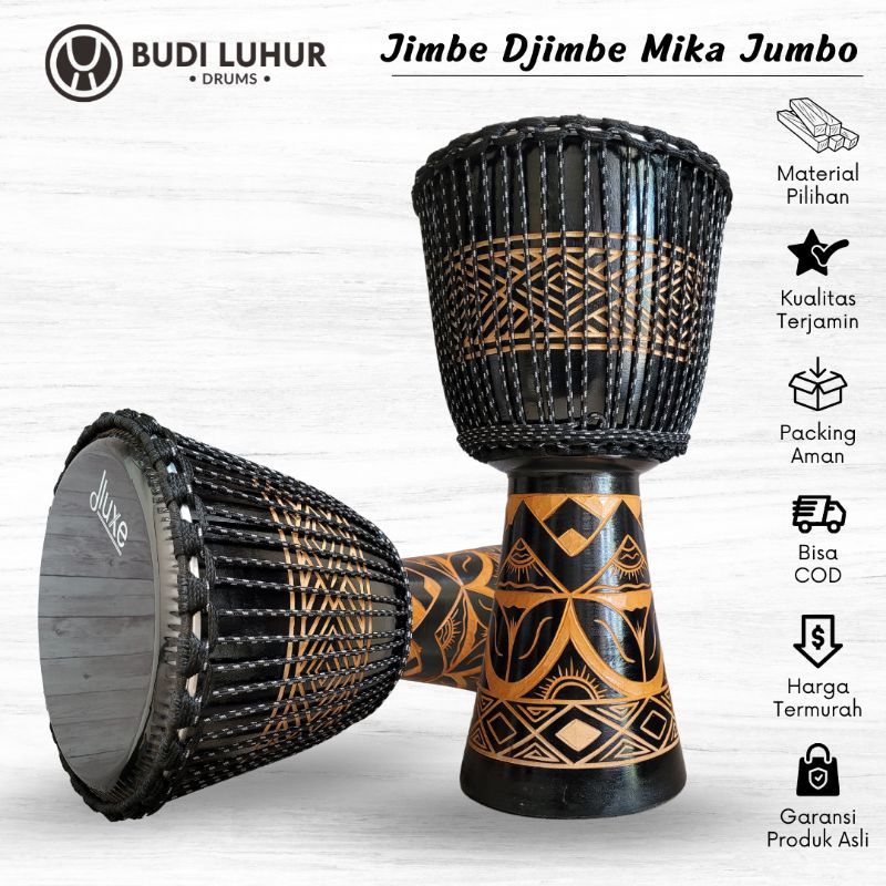 Jimbe Pro Termurah Alat Musik Kendang Jimbe Djimbe Reggae Gendang Jumbo Kelas Profesional Tinggi 60cm 13 inch Standar Panggung Suara Terbaik