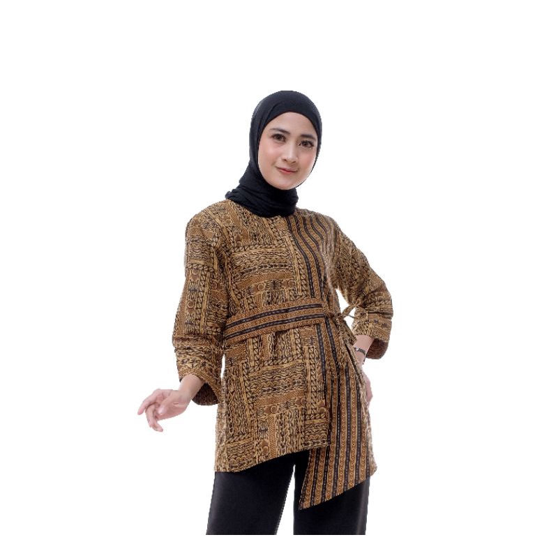tey-17 Batik wanita ASJ SA HRB026 Kenongo Kemeja Tosca Pendek-Sonia kate