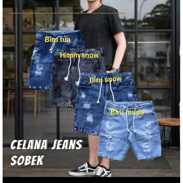 celana pendek jeans sobek premium