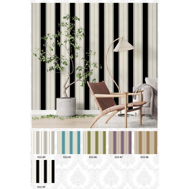 Wallpaper Dinding Motif Garis Vertikal Hitam Putih Ungu