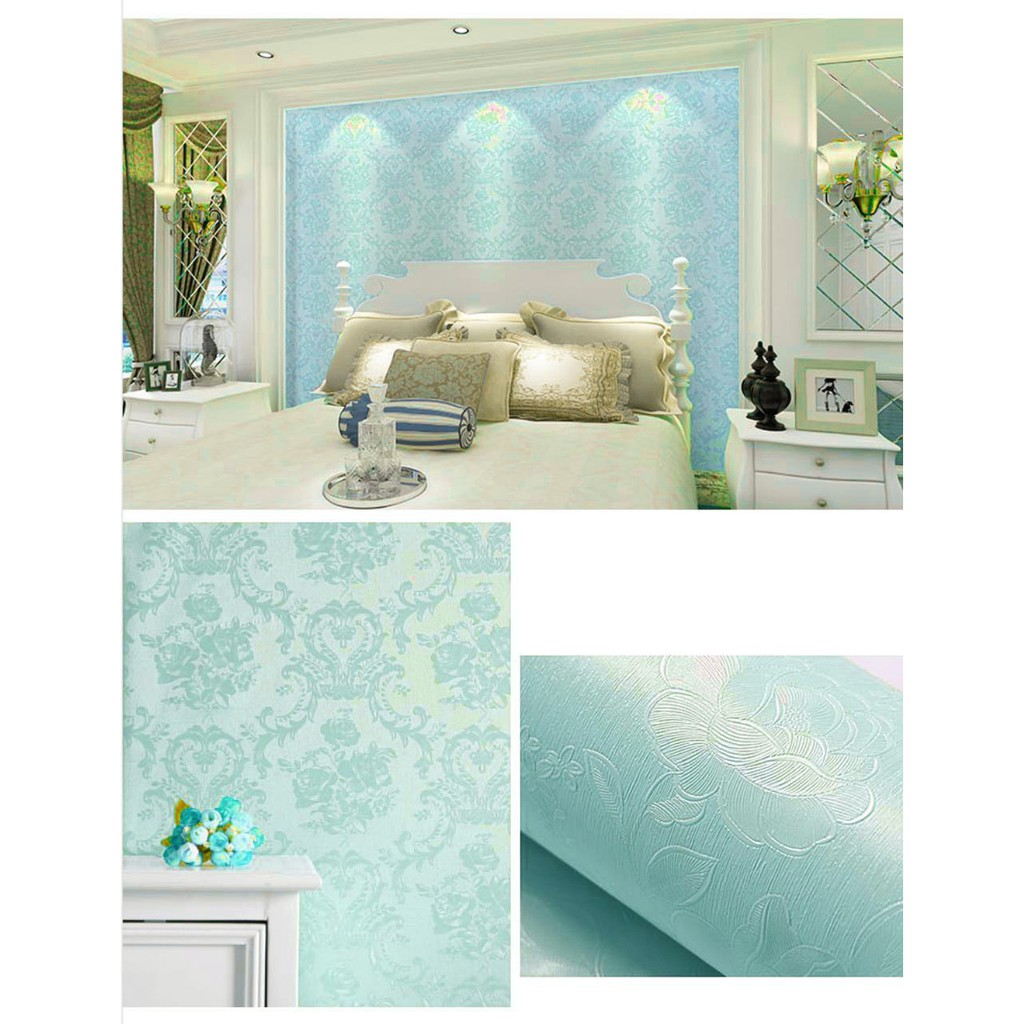 Wallpaper Sticker 81034-F10 motif bunga warna biru / Wallpaper Termurah / uk.9mx45cm