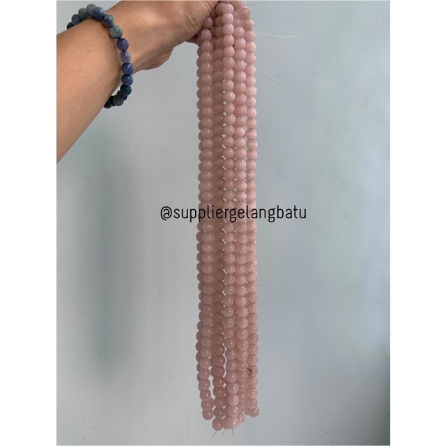 Bahan renceng kalung Gelang PINK CAT EYE 10mm mata kucing natural akik