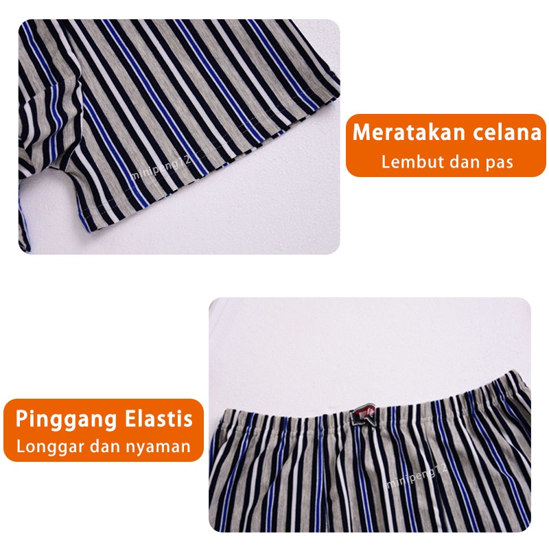 CELANA PENDEK bernapas bergaris PRIA dewasa BOXER Baru [ SALE BANTING HARGA ]