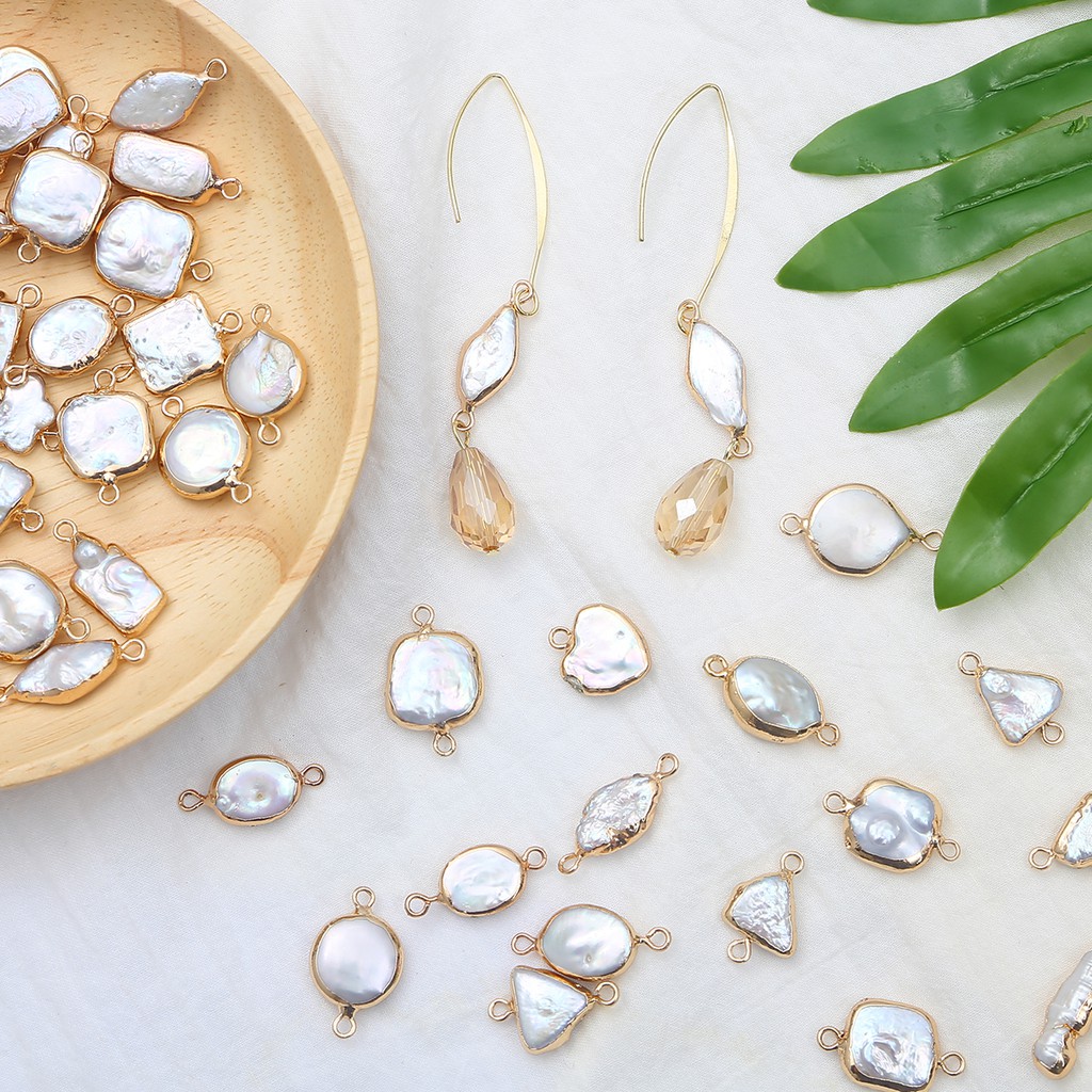 1pc Konektor Charms Mutiara Air Tawar Alami Untuk Membuat Perhiasan Gelang Kalung Anting