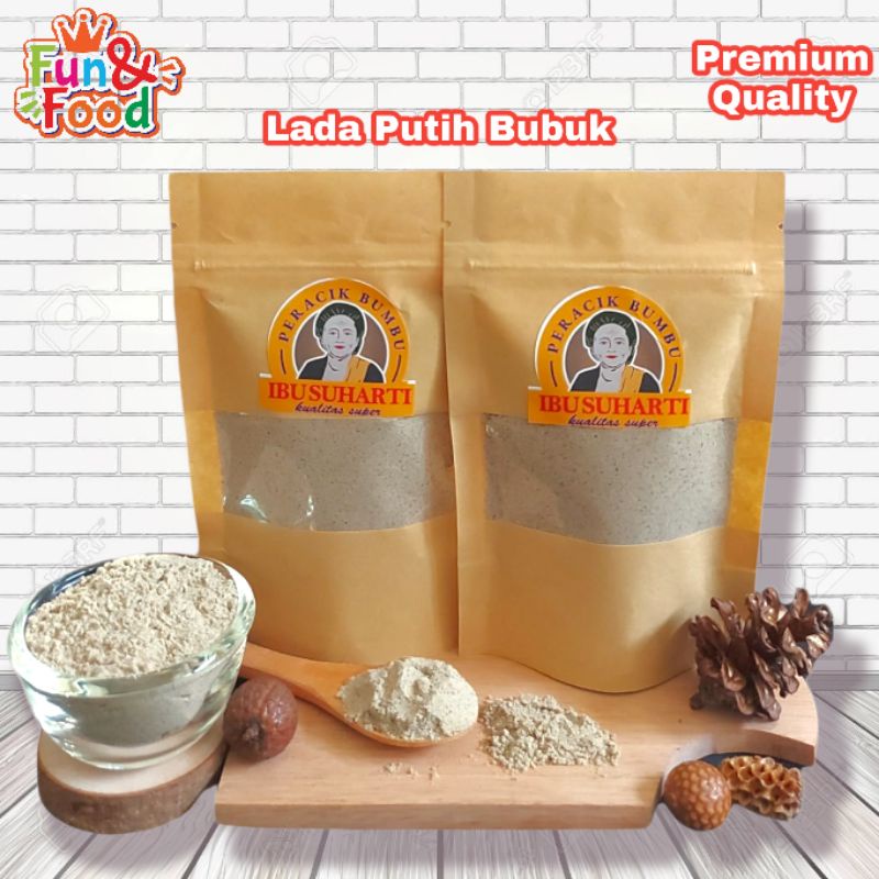 

Ibu Suharti - Rempah Lada Putih Bubuk Murni Bumbu Dapur Merica Bubuk Pure Ground White Pepper Kualitas Premium