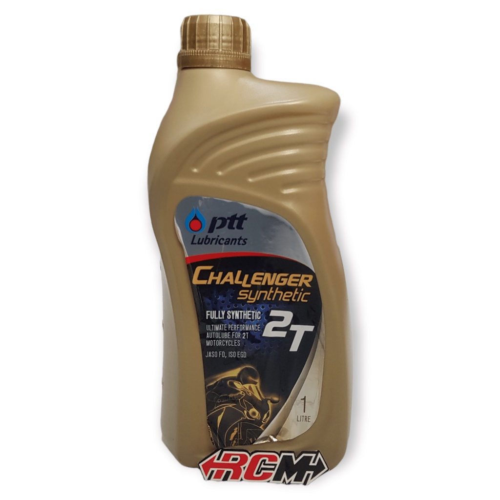 OLIE OLI OIL SAMPING 2T 2 T 2TAK 2 TAK PTT LUBRICANTS CHALLENGER LOW SMOKE FULLY FULL SYNTHETIC JASO FD ISO EGD 1LITER 1 LITER 1L 1LITRE ORI ORIGINAL PTT LUBRICANT IMPORT THAILAND ASLI