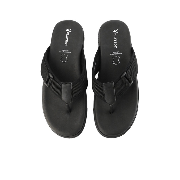 SANDAL JEPIT PLAYBOY PRIA ORIGINAL CASUAL BRANDED ASLI HITAM PL16