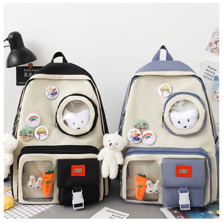 TAS RANSEL ANAK SEKOLAH wanita IMPOR set 5 in 1 ORI E fashion Perempuan SD SMP SMA tanpa boneka