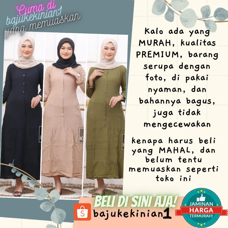 Gamis DIANI Longdress Katun Rayon Dress Daster Hari Raya Idul Fitri Baju Muslim Wanita Kaftan Keren 