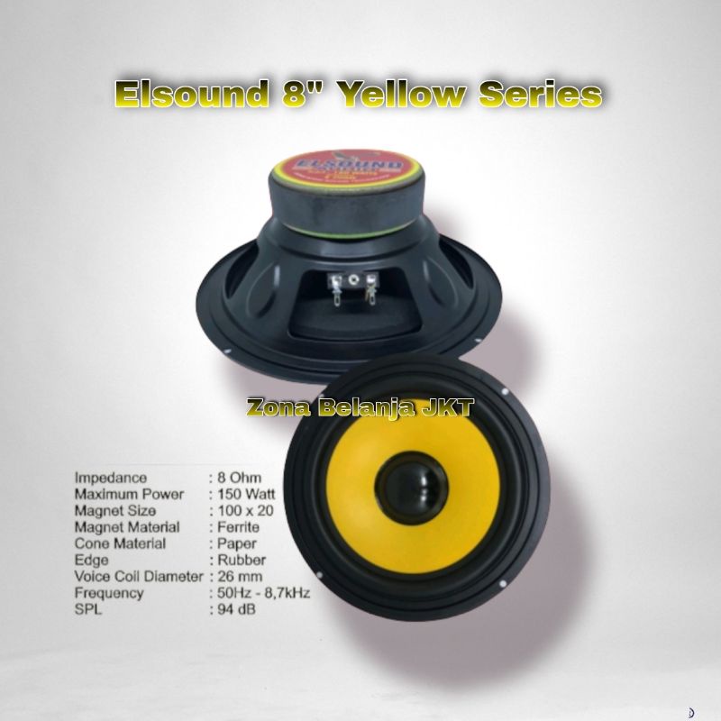 SPEAKER ELSOUND 8 INCH YELLOW SERIES JAPAN AUDIO TECHNOLOGY ORIGINAL