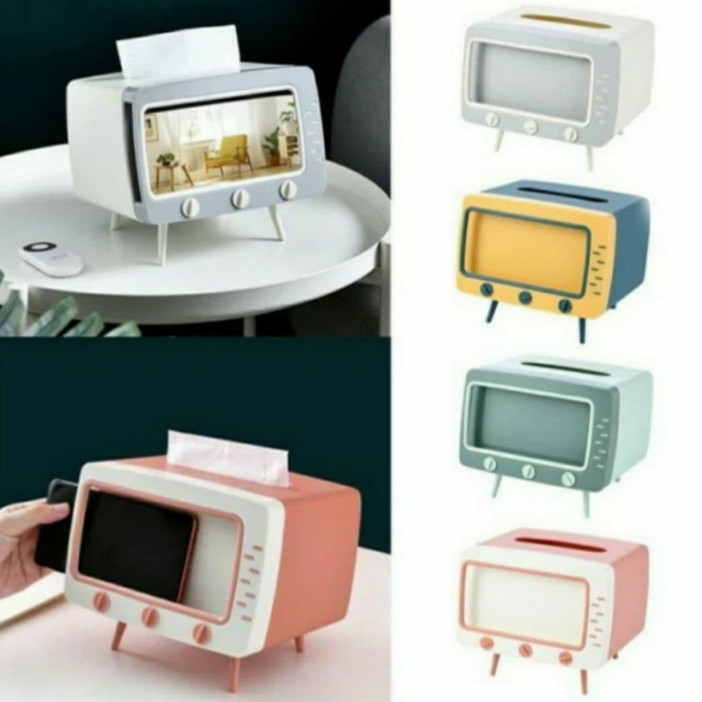 [✅COD] Kotak Tempat Tisu Tissue Tv Box Stand Hand Phone Holder Hp Perlengkapan Rumah Tangga Unik Murah Cuci Gudang