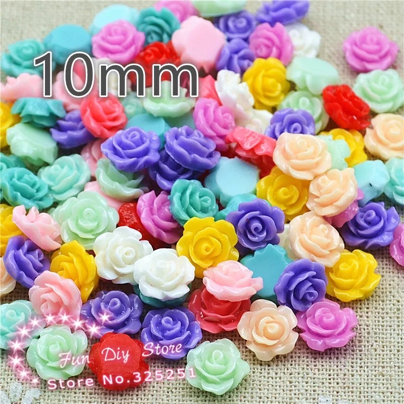Resin Bunga Mawar Rose 10mm 1cm isi 10pcs Bahan craft tasbih blink jepit aksesoris rambut