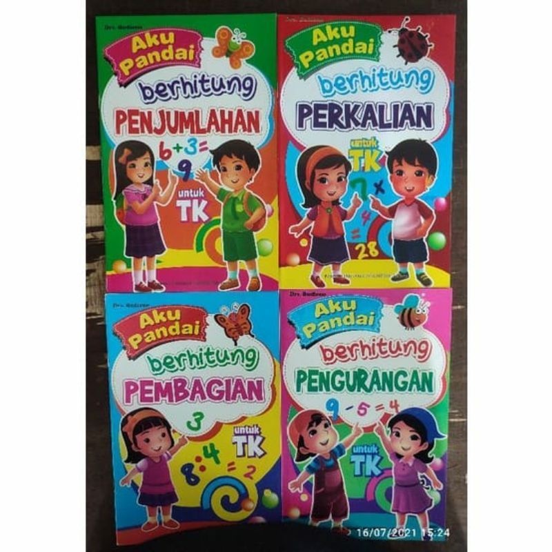 1 PAKET 4 BUKU ANAK AKU PANDAI BERHITUNG PENJUMLAHAN,PEMBAGIAN,PERKALIAN, PENGURANGAN ORIGINAL KERTAS FULL COLOUR