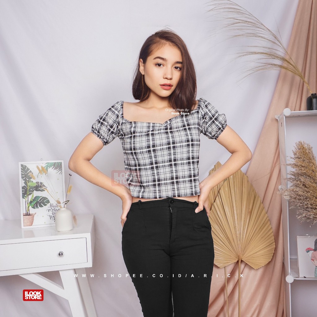 ilook | Calia Sabrina Crop | Atasan Wanita Crop Top - Fit to L