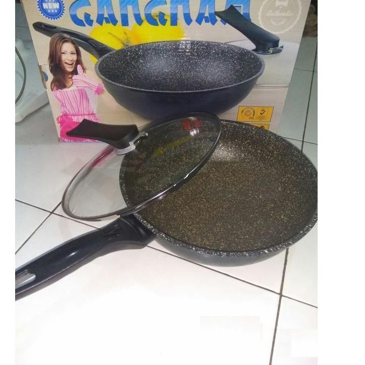 » PGB Panci Korea Gangnam Wok Pan (PKG 30CM) Lapisan Marble ANTI GORES Terlaku.