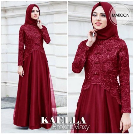TERLARIS Ashanty Gown baju pesta Brokat Tabur mutiara velvet