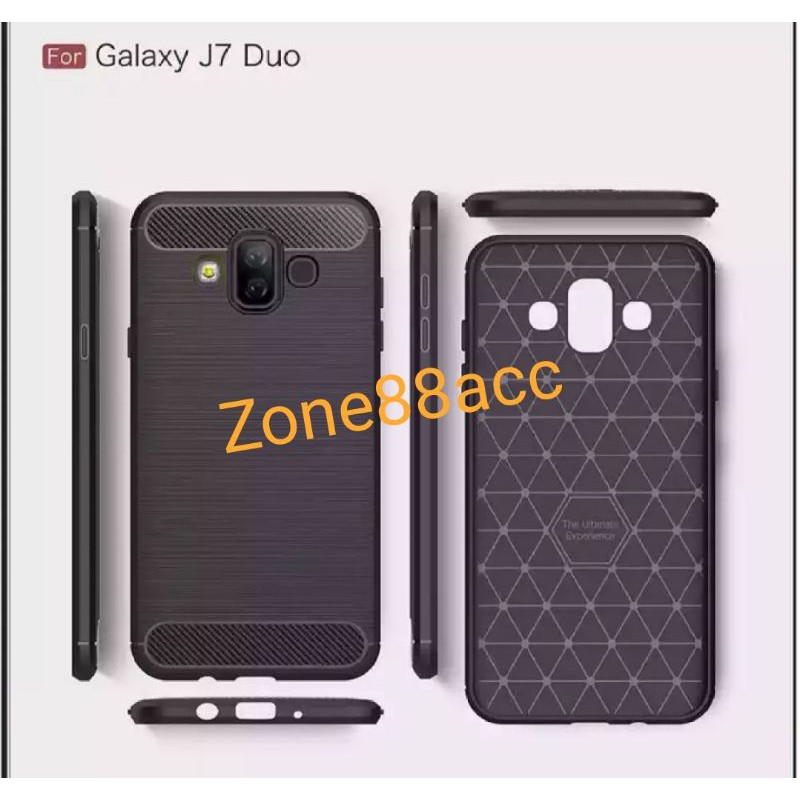 Silicon Case SAMSUNG J7 Duo Softcase iPAKY Carbon Casing Cover TPU