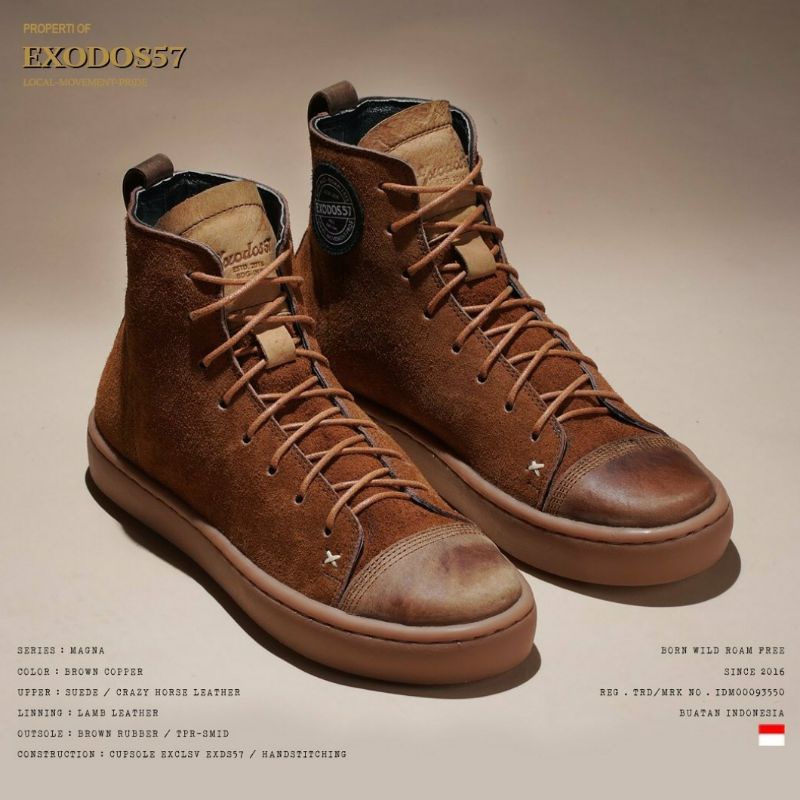 Sepatu Sneaker Kulit Pria Exodos57 - Magna - Brown Copper