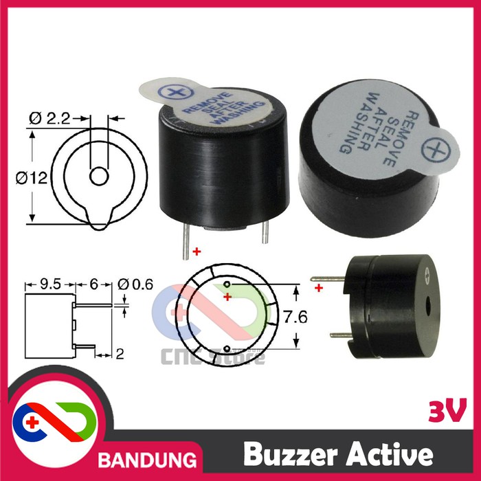 BUZZER SPEAKER ACTIVE 3V 3.3V 12X9.5MM FOR ARDUINO UNO MEGA MINI