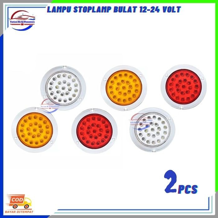 Lampu Led Variasi Stop Lamp Stoplamp Rem Sein Belakang Bulat Variasi Mobil Truk Truck 12-24 Volt