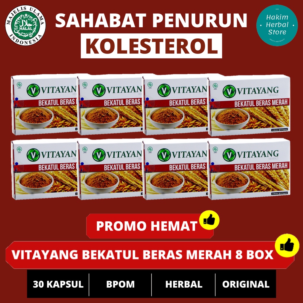 

Promo 8 Box Vitayang Bekatul Beras Merah | Kapsul Obat Penurun Kolesterol Herbal | Obat Trigliserida Ampuh