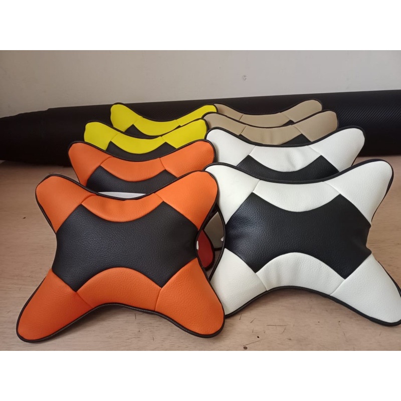 Bantal Leher Mobil - Bantal Kepala Mobil - Asli MBTECH mix Karbon