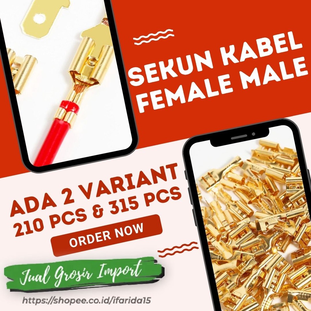 Cable Lug Skun Kabel Terminal Aki Female Male Karet Universal 315 Pcs