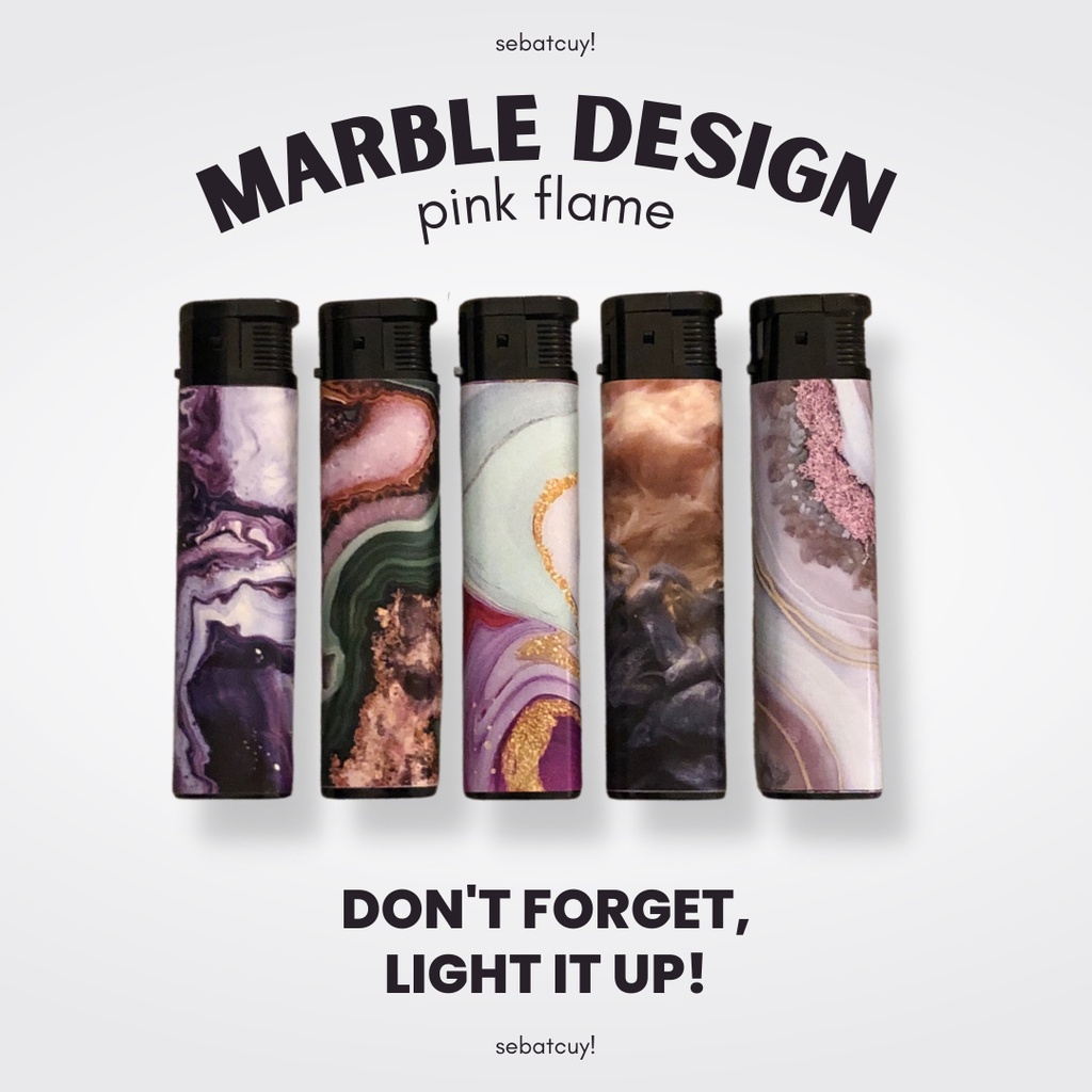 KOREK API VIRAL UNIK PINK FLAME LIGHTER ( PEMANTIK MARBLE DESIGN EDITION )