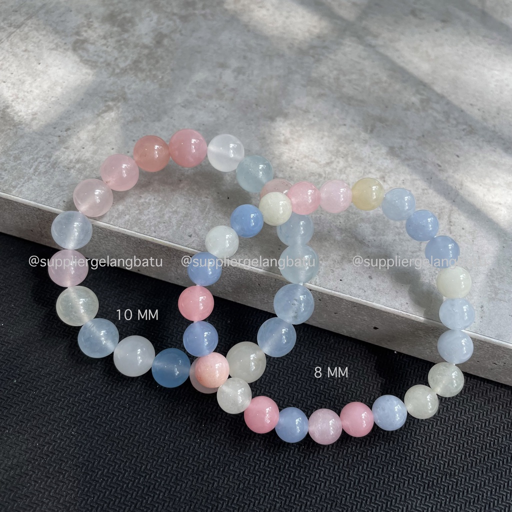 Gelang Morgan Beads Clear Pink Yellow Blue Lucu Unik