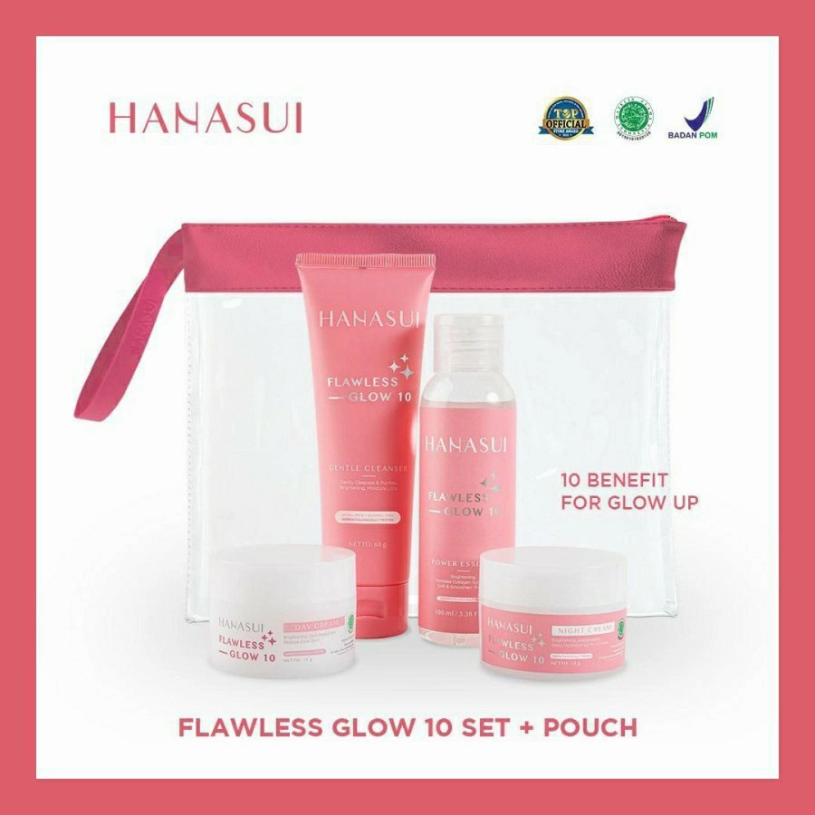 (1 PAKET ISI 4+TAS) Hanasui Flawless Glow 10 Power Essence