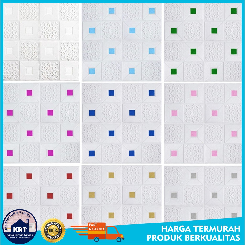 BATIK KRISTAL 70X70cm | Wallpaper Foam 3D Sticker Dinding Hiasan Dekorasi Kamar Tidur Plafon Wallfoam Kedap Peredam Suara-3