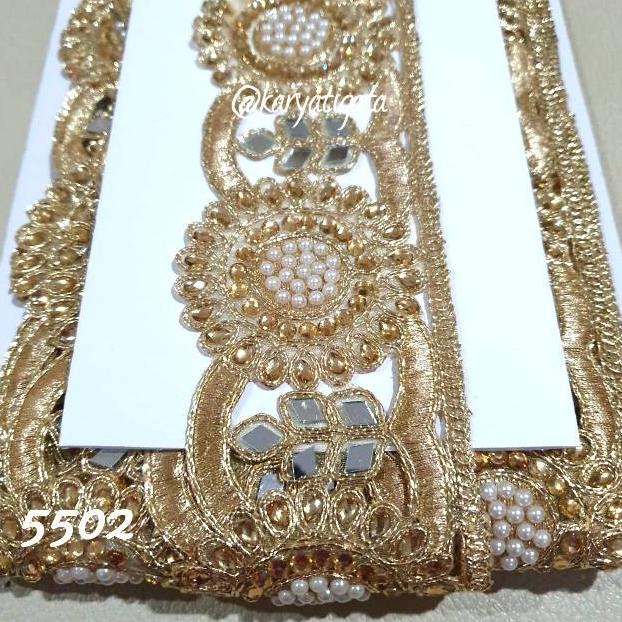 *#*#*#] Kode 5502 - Renda India Bordir Emas Full Manik Mote (9 Meter)