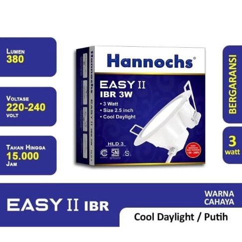 Lampu Downlight LED Hannochs Easy II IBR 3 Watt Ceiling Lamp - Putih