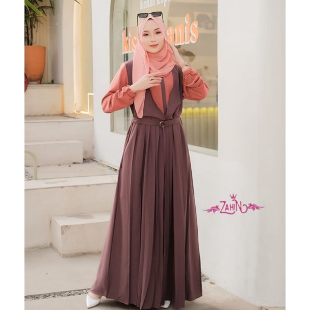 GAMIS DRESS LAURA ITY CREPE ORI ZAHIN CANTIK-SPRUCE TERAKOTA