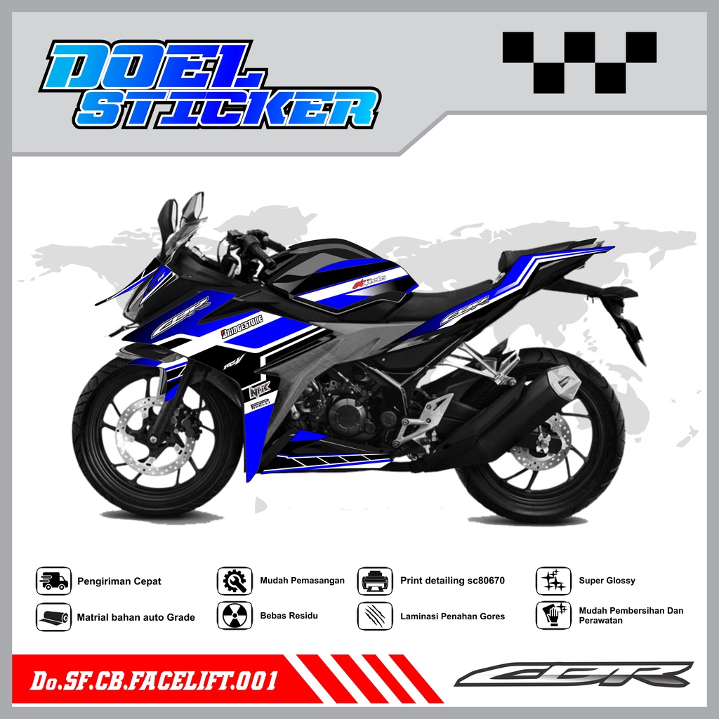 STICKER STRIPING CBR 150 R Facelift - STICKER STRIPING SEMI FULL LIST VARIASI HOLOGRAM , CROME CBR 150 R Facelift DOEL 001