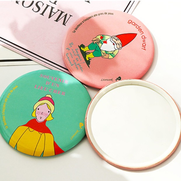 PROMO 12.12 MX1659 Cermin Bulat Karakter Kaca Cermin Make Up Mini Travelling Motif Kartun Colorful