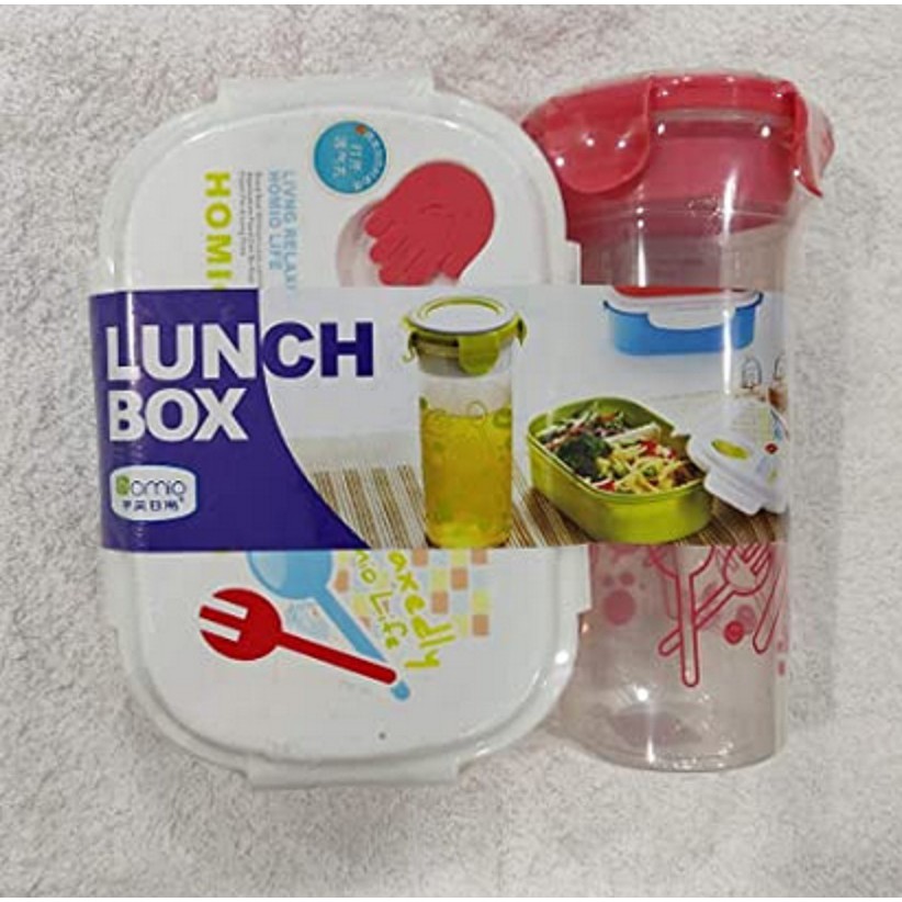 Paket lunch box set botol minum homio